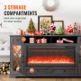 VEVOR Fireplace TV Stand for TVs 70", Media Storage Corner with 42" Fireplace, Storage Drawers & Cabinets, Pastoral TV Console Table with 20 LED Lights, Remote Control and Timer for Living Room, Grey