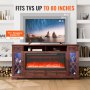 VEVOR 80" Fireplace TV Stand with 20 LED Lights Remote Control and Timer Brown