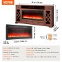 VEVOR 80" Fireplace TV Stand with 20 LED Lights Remote Control and Timer Brown