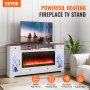 VEVOR 80" Fireplace TV Stand with LED Light Remote Control & Timer Brown + White