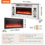 VEVOR 80" Fireplace TV Stand with LED Light Remote Control & Timer Brown + White