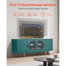 VEVOR TV Stand for TVs up to 75 in Modern Entertainment Center with Glass Doors