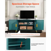 VEVOR TV Stand for TVs up to 75 in Modern Entertainment Center with Glass Doors