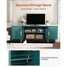 VEVOR TV Stand for TVs up to 75 in Modern Entertainment Center with Glass Doors