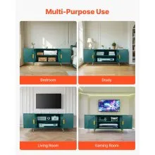 VEVOR TV Stand for TVs up to 75 in Modern Entertainment Center with Glass Doors