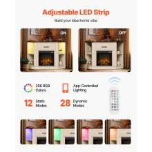 VEVOR Fireplace TV Stand, Farmhouse Fireplace TV Stand for TVs up to 50 inch, Farmhouse Entertainment Center with 18 inch Fireplace & LED Lights, Electric Fireplaces with Storage Drawers & Cabinets