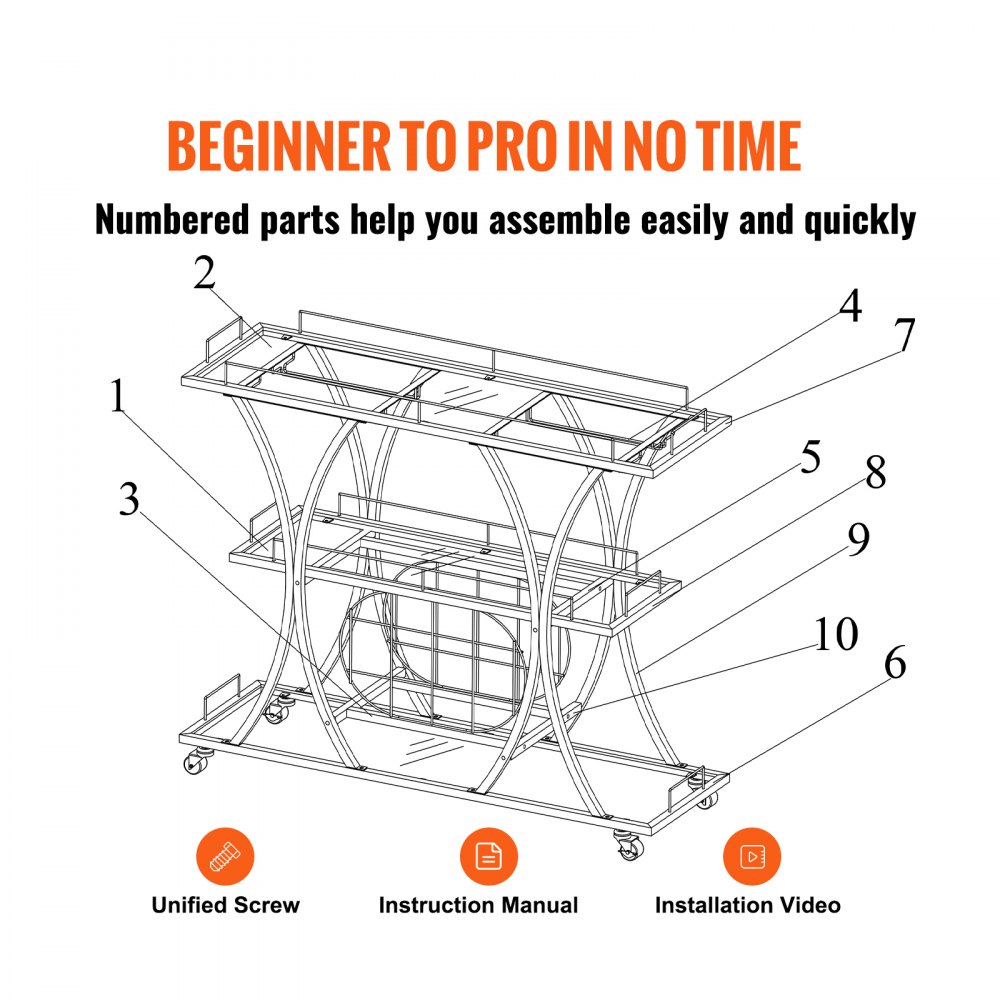 VEVOR Bar Cart Gold, 3 Tiers Home Bar Serving Cart on Lockable Wheels, Rolling Alcohol Cart with Tempered Glass Shelves Guardrail Wine Rack, Modern Wine Cart for Home Kitchen Dining and Living Room