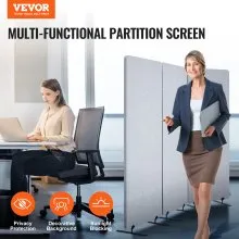 VEVOR Office Partitions, 3 Panel PET Polyester Soundproof Room Screen, Folding Privacy Divider Portable Partition Divider for Room Separation, Freestanding Room Partitions for Office Study, Grey