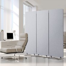 VEVOR 2FT Room Divider 3 Panels PET Polyester Soundproof Privacy Screen Grey