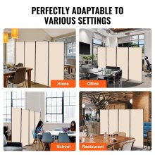 VEVOR Room Divider, 4 Panel Room Divider, Folding Privacy Screen and Portable Partition Divider for Room Separation, Freestanding Room Partitions for Office, Bedroom, Living Room, Beige