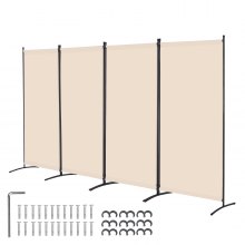 VEVOR Room Divider, 4 Panel Room Divider, Folding Privacy Screen and Portable Partition Divider for Room Separation, Freestanding Room Partitions for Office, Bedroom, Living Room, Beige