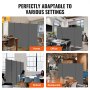 VEVOR Room Divider 4 Panels Fabric Room Privacy Screen for Office Bedroom Grey