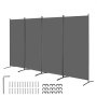 VEVOR Room Divider 4 Panels Fabric Room Privacy Screen for Office Bedroom Grey