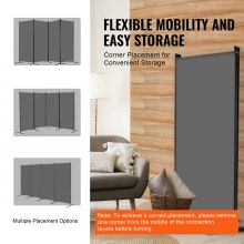 VEVOR Room Divider, 4 Panel Room Divider, Folding Privacy Screen and Portable Partition Divider for Room Separation, Freestanding Room Partitions for Office, Bedroom, Living Room, Grey