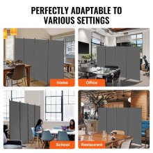 VEVOR Room Divider, 4 Panel Room Divider, Folding Privacy Screen and Portable Partition Divider for Room Separation, Freestanding Room Partitions for Office, Bedroom, Living Room, Grey