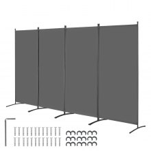 VEVOR Room Divider, 4 Panel Room Divider, Folding Privacy Screen and Portable Partition Divider for Room Separation, Freestanding Room Partitions for Office, Bedroom, Living Room, Grey