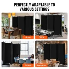 VEVOR Room Divider 6 Panels Fabric Room Privacy Screen for Office Bedroom Black