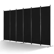 VEVOR Room Divider 6 Panels Fabric Room Privacy Screen for Office Bedroom Black