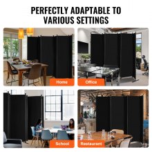 VEVOR Room Divider 6 Panels Fabric Room Privacy Screen for Office Bedroom Black