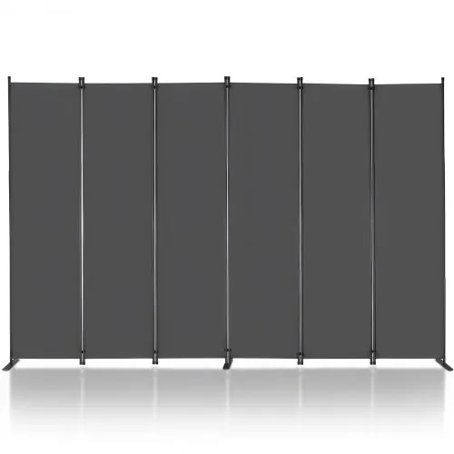 VEVOR Room Divider, 6 Panels Room Divider, Folding Privacy Screen and Portable Partition Divider for Room Separation, Freestanding Room Partitions for Office, Bedroom, Study, Grey