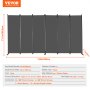 VEVOR Room Divider 6 Panels Fabric Room Privacy Screen for Office Bedroom Grey