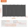 VEVOR Room Divider, 6 Panels Room Divider, Folding Privacy Screen and Portable Partition Divider for Room Separation, Freestanding Room Partitions for Office, Bedroom, Study, Grey