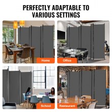 VEVOR Room Divider 6 Panels Fabric Room Privacy Screen for Office Bedroom Grey