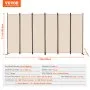 VEVOR Room Divider, 6 Panels Room Divider, Folding Privacy Screen and Portable Partition Divider for Room Separation, Freestanding Room Partitions for Office, Bedroom, Study, Beige