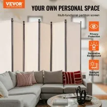 VEVOR Room Divider 6 Panels Fabric Room Privacy Screen for Office Bedroom Beige