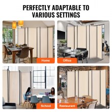 VEVOR Room Divider 6 Panels Fabric Room Privacy Screen for Office Bedroom Beige