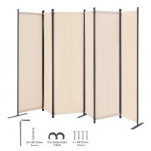 VEVOR Room Divider 6 Panels Fabric Room Privacy Screen for Office Bedroom Beige