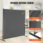 VEVOR Room Divider, Single Panel Room Divider, 6FT Privacy Screen Indoor, Partition Divider for Room Separation, Freestanding Room Divider Panel for Office, Bedroom, Grey