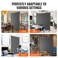 VEVOR 6FT Room Divider Single Panel Fabric Room Screen for Office Bedroom Grey