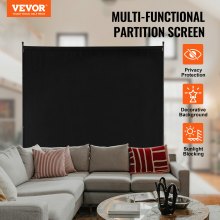 VEVOR Room Divider, Single Panel Room Divider, 6FT Privacy Screen Indoor, Partition Divider for Room Separation, Freestanding Room Divider Panel for Office, Bedroom, Black