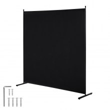 VEVOR Room Divider, Single Panel Room Divider, 6FT Privacy Screen Indoor, Partition Divider for Room Separation, Freestanding Room Divider Panel for Office, Bedroom, Black