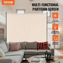 VEVOR 6FT Room Divider Single Panel Fabric Room Screen for Office Bedroom Beige