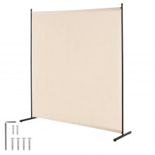 VEVOR Room Divider, Single Panel Room Divider, 6FT Privacy Screen Indoor, Partition Divider for Room Separation, Freestanding Room Divider Panel for Office, Bedroom, Beige