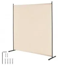 VEVOR 6FT Room Divider Single Panel Fabric Room Screen for Office Bedroom Beige