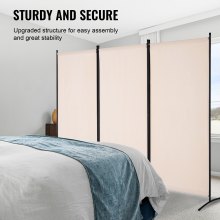 VEVOR Room Divider, 3 Panel Room Divider, Folding Privacy Screen and Portable Partition Divider for Room Separation, Freestanding Room Partitions for Office, Bedroom, Living Room, Beige