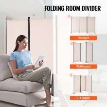 VEVOR Room Divider, 3 Panel Room Divider, Folding Privacy Screen and Portable Partition Divider for Room Separation, Freestanding Room Partitions for Office, Bedroom, Living Room, Beige