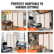 VEVOR Room Divider, 3 Panel Room Divider, Folding Privacy Screen and Portable Partition Divider for Room Separation, Freestanding Room Partitions for Office, Bedroom, Living Room, Beige