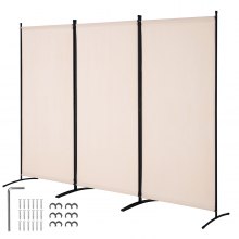 VEVOR Room Divider, 3 Panel Room Divider, Folding Privacy Screen and Portable Partition Divider for Room Separation, Freestanding Room Partitions for Office, Bedroom, Living Room, Beige