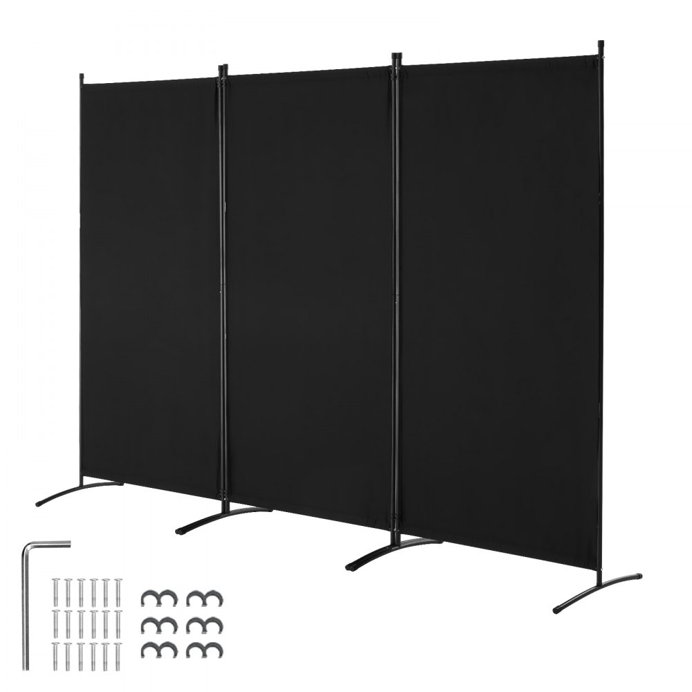 VEVOR Room Divider 3 Panels Fabric Room Privacy Screen for Office Bedroom Black