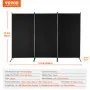 VEVOR Room Divider, 3 Panels Room Divider, Folding Privacy Screen and Portable Partition Divider for Room Separation, Freestanding Room Partitions for Office, Bedroom, Study, Black