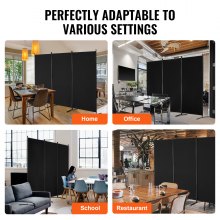 VEVOR Room Divider 3 Panels Fabric Room Privacy Screen for Office Bedroom Black