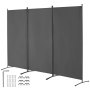 VEVOR Room Divider 3 Panels Fabric Room Privacy Screen for Office Bedroom Grey