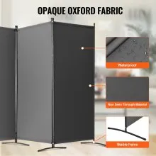 VEVOR Room Divider 3 Panels Fabric Room Privacy Screen for Office Bedroom Grey