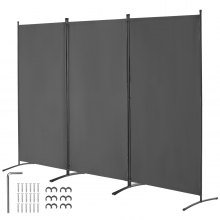 VEVOR Room Divider, 3 Panel Room Divider, Folding Privacy Screen and Portable Partition Divider for Room Separation, Freestanding Room Partitions for Office, Bedroom, Living Room, Grey