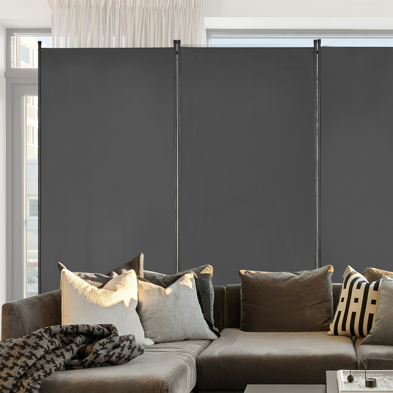 VEVOR Room Divider, 3 Panel Room Divider, Folding Privacy Screen and Portable Partition Divider for Room Separation, Freestanding Room Partitions for Office, Bedroom, Study, Grey