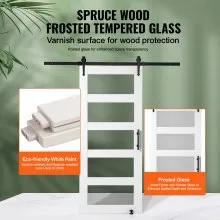 VEVOR Barn Door and Hardware Kit 36" x 84" Wood and Glass Sliding Barn Door Kit